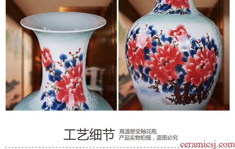 Day hao jingdezhen hand-painted ceramic vase lotus harbinger figure of large sitting room hotel home handicraft furnishing articles