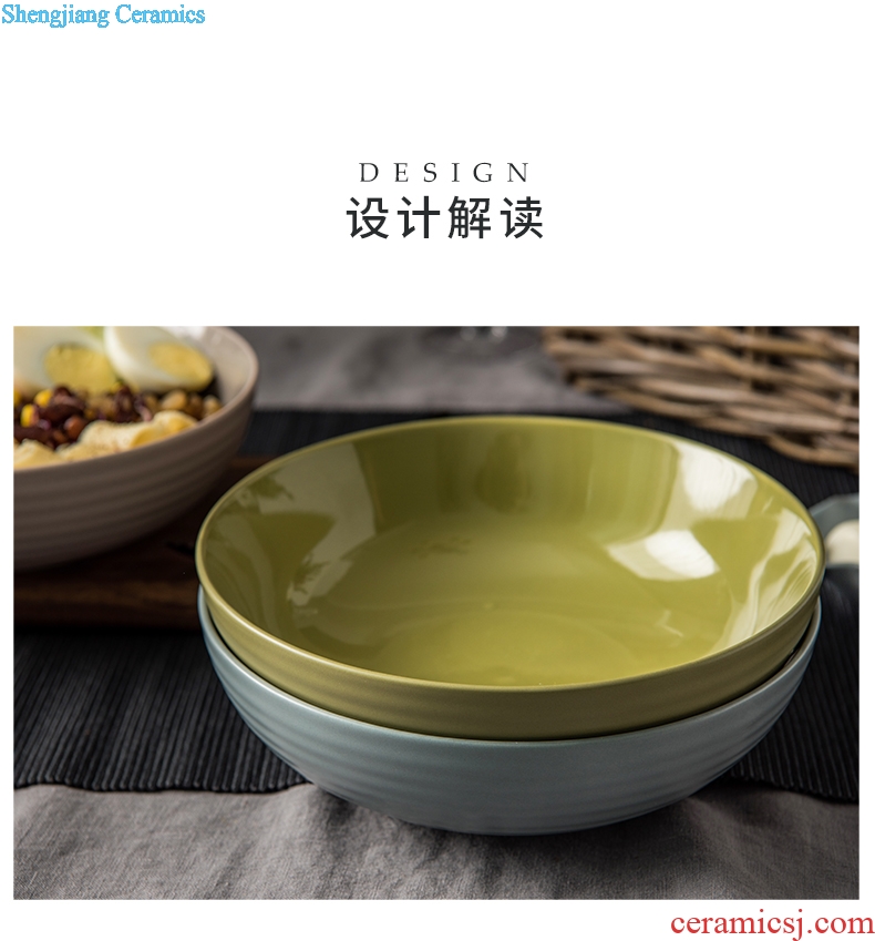 Ijarl million jia American creative ceramic tableware thread fruit salad bowl large household rainbow noodle bowl Manhattan