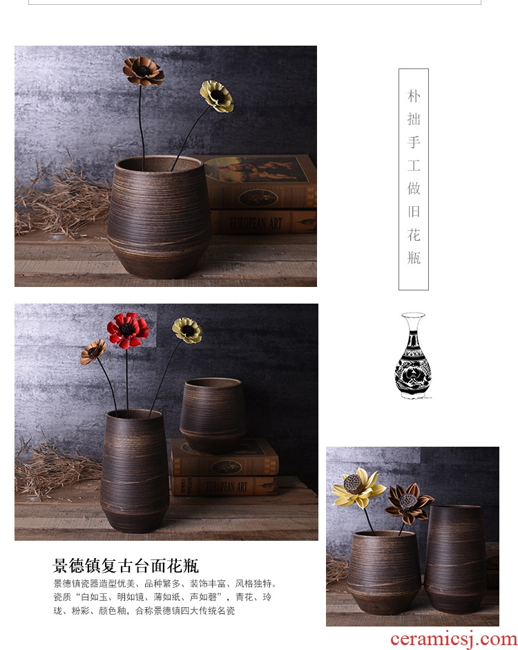 Ceramic coarse pottery new Chinese literary restoring ancient ways the sitting room is contracted household adornment manual flower vase home furnishing articles