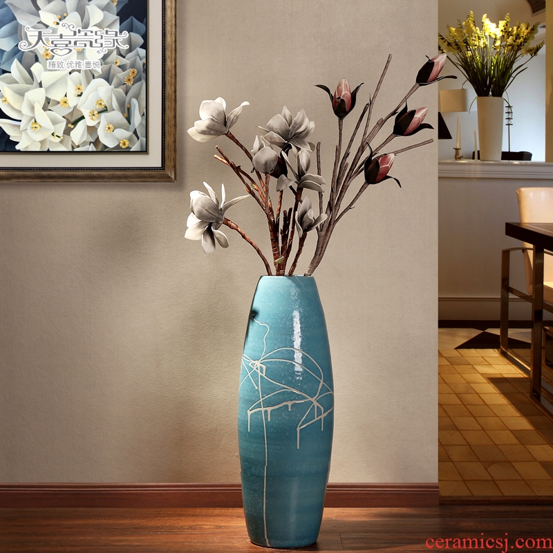 The sitting room of large vase continental contracted and contemporary jingdezhen ceramics dried flowers flower arrangement, household act the role ofing is tasted furnishing articles