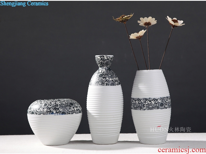 Contemporary and contracted three-piece furnishing articles dried flower vase hotel decoration decoration ceramics creative flower flower implement sitting room