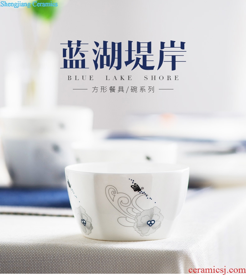 Ijarl million jia creative ceramic bowl bowl square dessert bowl bowl of new Chinese style household contracted individuality