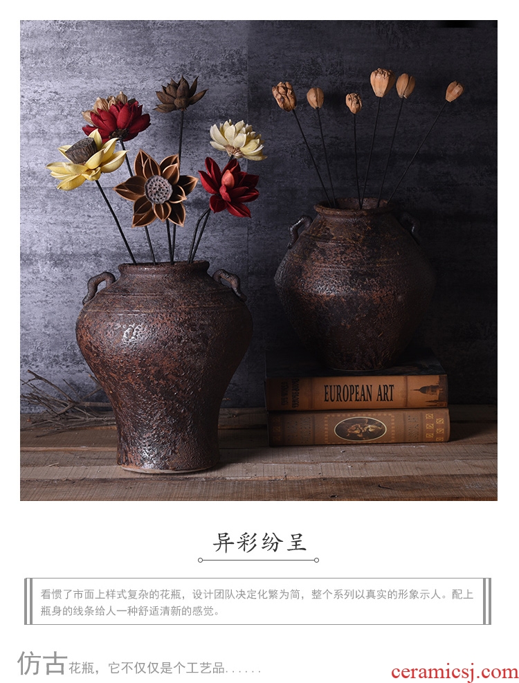 Jingdezhen manual coarse do old archaize unearthed some ceramic jar jar may flower flower vases, flower pot home stay facility to restore ancient ways