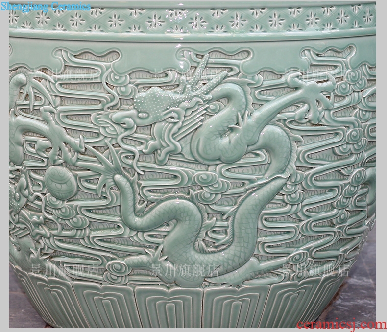 Jingdezhen ceramic sculpture among aquarium water lily cylinder tortoise home sitting room courtyard study landing place