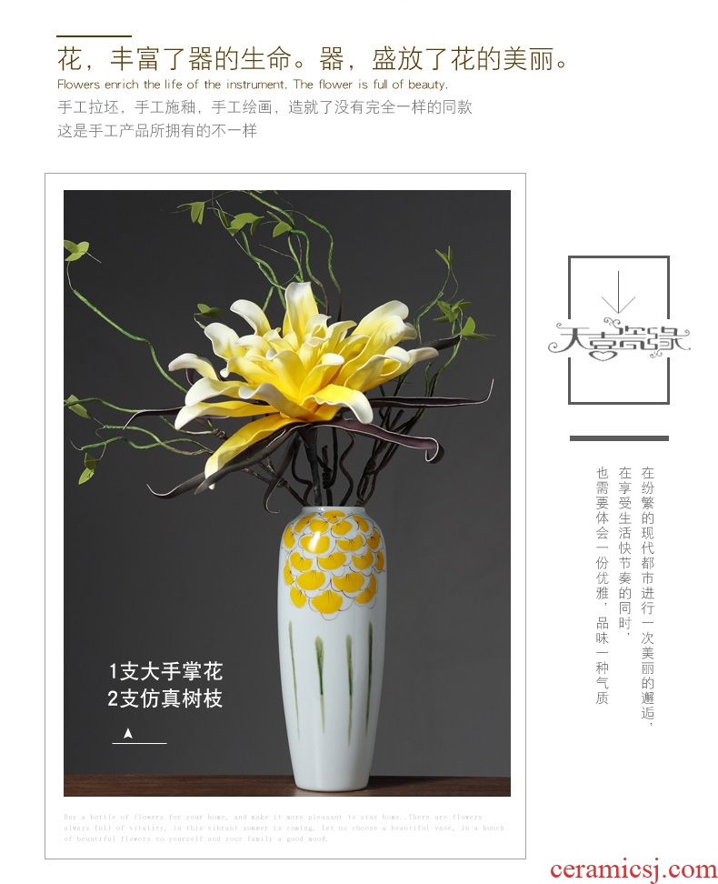 Insert new Chinese style ceramic vase originality fashionable sitting room white dried flowers, household soft adornment is placed