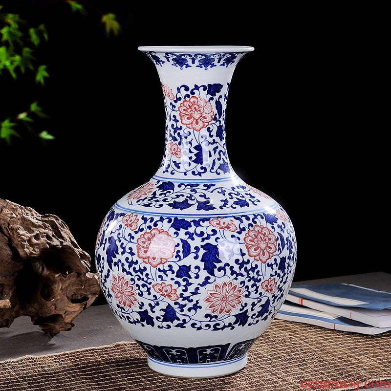 Jingdezhen blue and white ceramics vases, flower implement wine around branches study office decoration sitting room furnishing articles