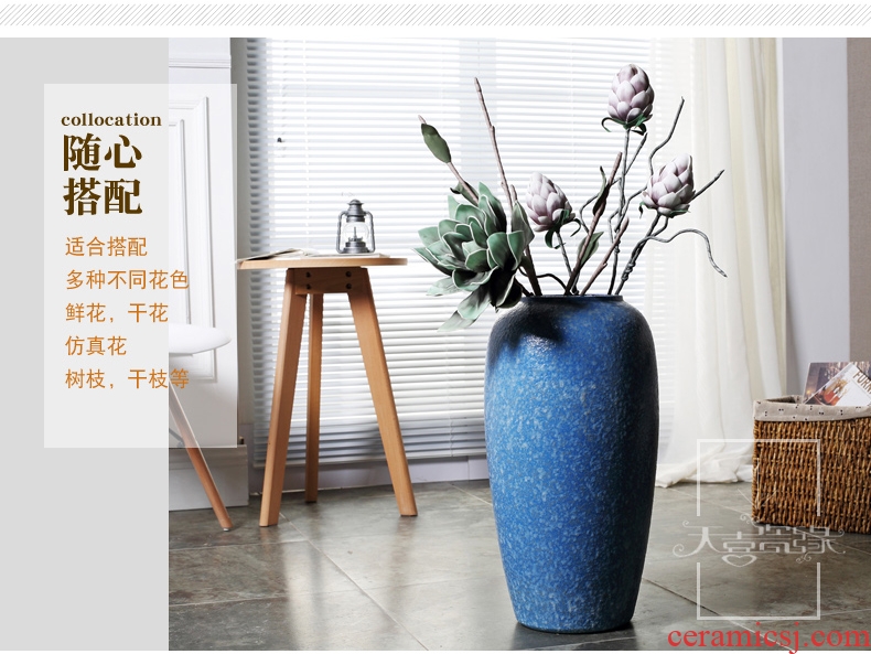 Jingdezhen ceramic vase landing manual coarse sitting room some ceramic pot dried flowers, flower arranging TV ark window furnishing articles