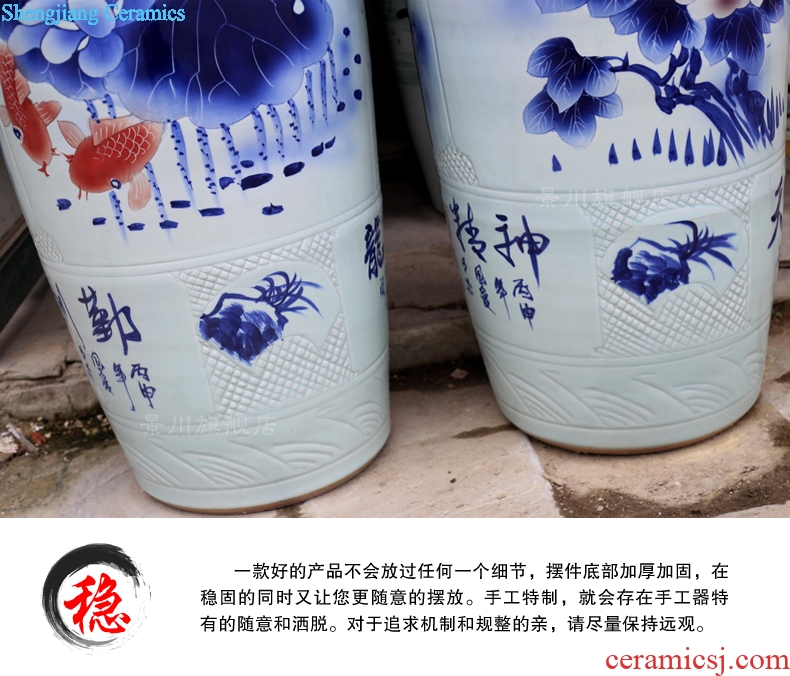 Jingdezhen ceramics engraving hand-painted lotus pond moonlight of large vases, sitting room decorates household porcelain furnishing articles