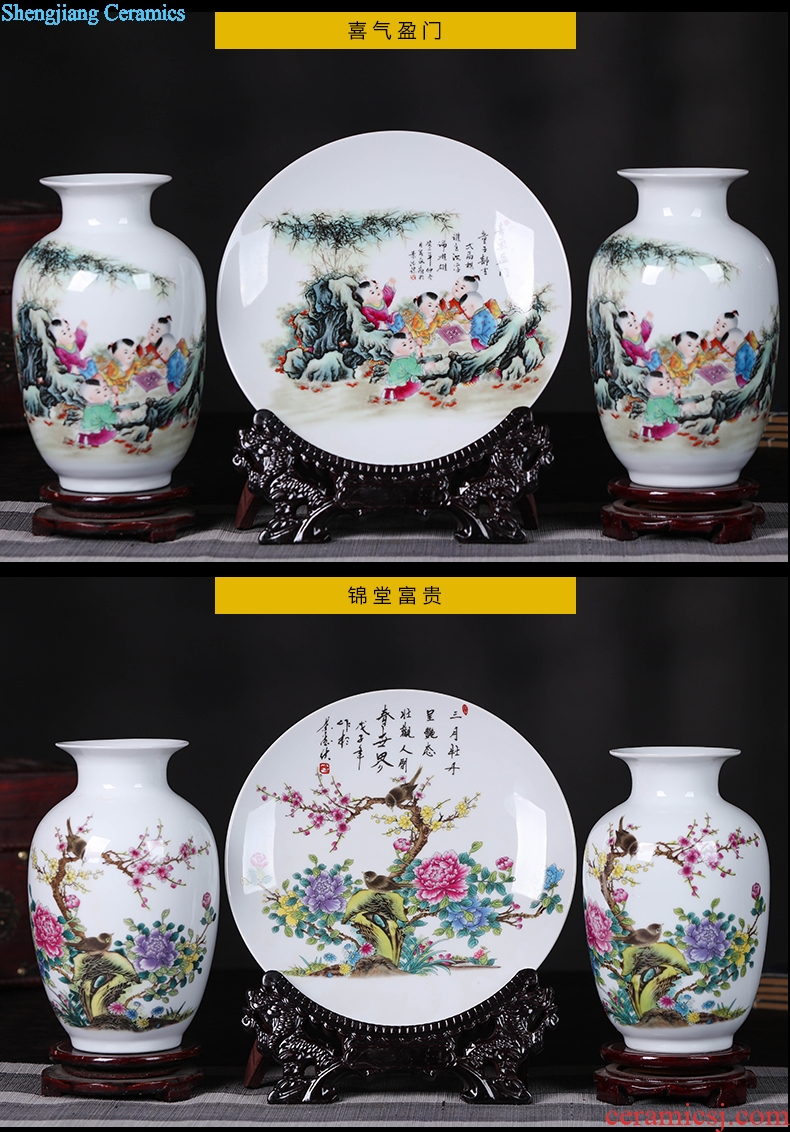 Porcelain of jingdezhen ceramics vase Chinese penjing flower arranging three-piece wine cabinet decoration plate of household decoration