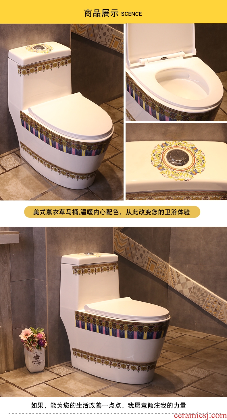 JingYan lavender European art adult siphon ordinary ceramic toilet bowl of household toilet implement