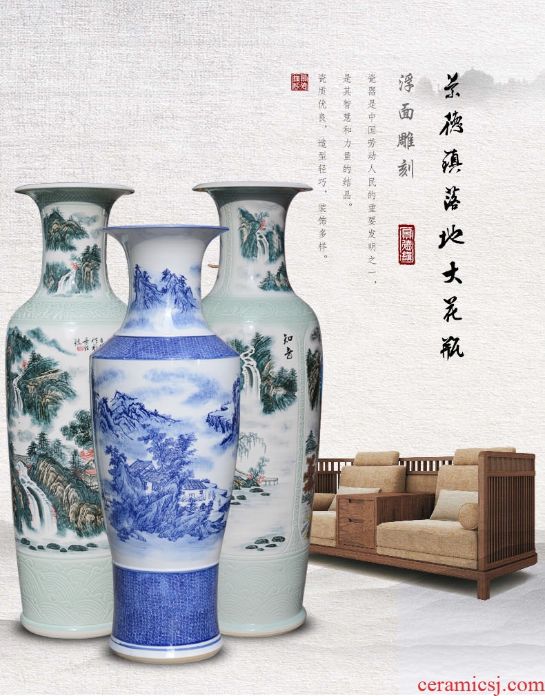 Xiushui castle peak day hao jingdezhen hand-painted ceramic vase of large sitting room hotel decoration furnishing articles