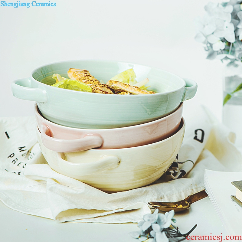 Salad bowl 7 inch ear soup bowl bowl ceramic bottle large household fruit soup good bowl of soup ins of the wind
