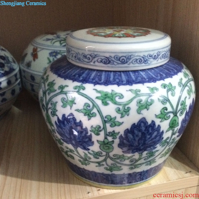 Jingdezhen hand-painted imitation Ming emperors pegasus day word walrus porcelain pot dou color day word can of many colors