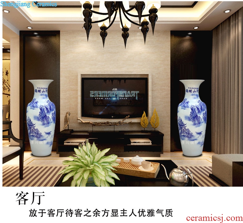 Blue and white porcelain of jingdezhen ceramic splendid sunvo landing big vase 90 cm high sitting room of modern Chinese style big furnishing articles