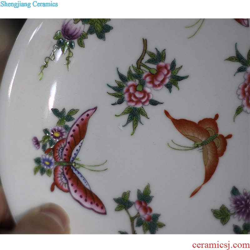 Jingdezhen in yellow flowers and birds yongzheng royal porcelain porcelain jingdezhen high imitation qing porcelain decoration butterfly plate