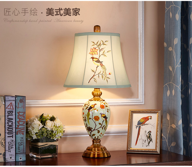 Doren european-style lamp lamp of bedroom the head of a bed ark warm light simple modern ceramic lamp sweet new romantic marriage room