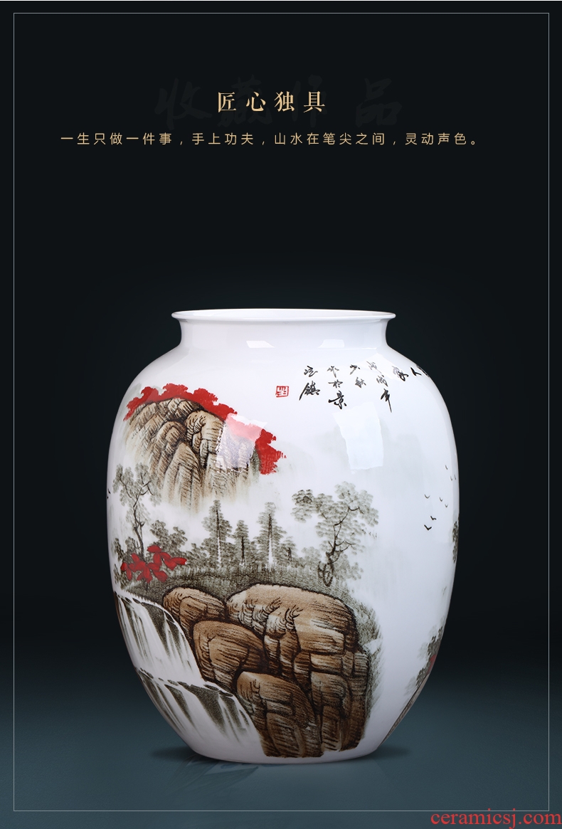 Jingdezhen ceramics hand-painted master of landscape painting large vases, flower arranging new Chinese style porch decoration furnishing articles
