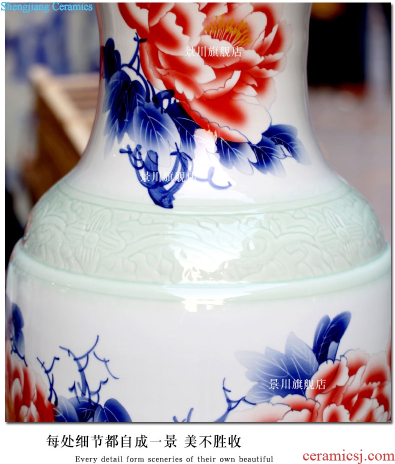 Hand color of large vase peony admiralty bottles of jingdezhen ceramics occupy the modern home furnishing articles sitting room