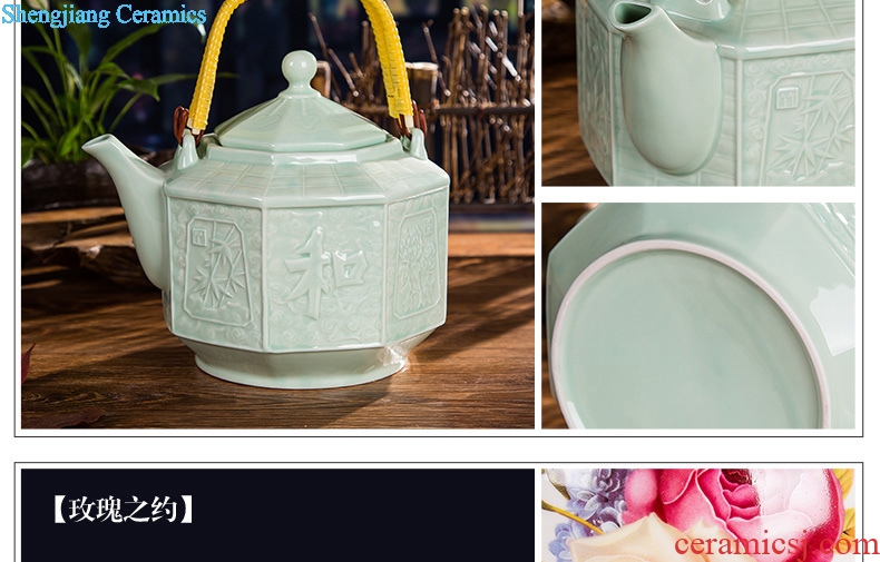 Jingdezhen ceramic large teapot large capacity of heat resistant to high temperature cooling girder pot teapot cold water kettle