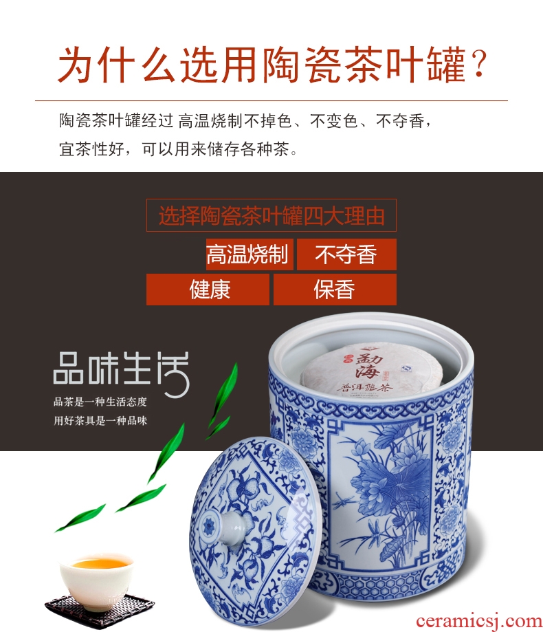 Jingdezhen ceramic tea pot pu 'er tea tea tea cake box seal pot general household size
