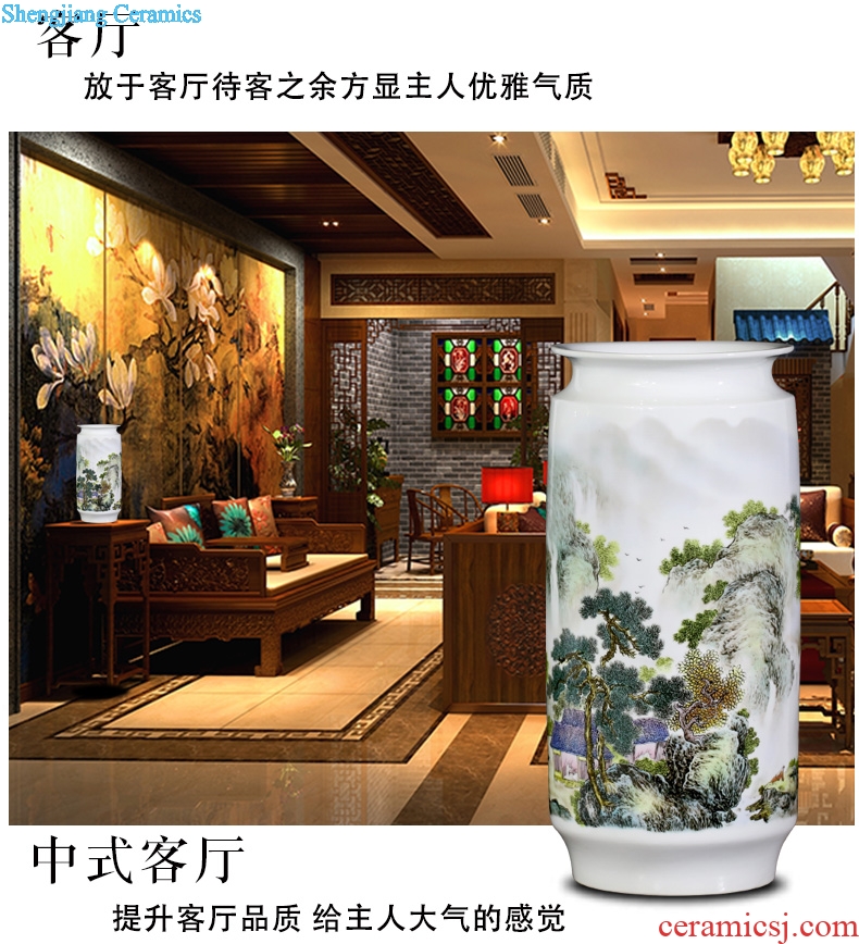 Jingdezhen ceramics spring scenery garden landscape painting sitting room study painting and calligraphy calligraphy and painting cylinder vase household furnishing articles