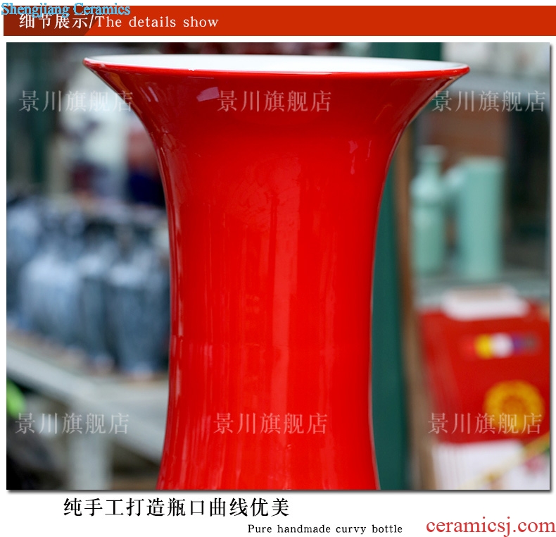 Jingdezhen ceramics China red straw peony vase of large festive wedding home decoration big furnishing articles