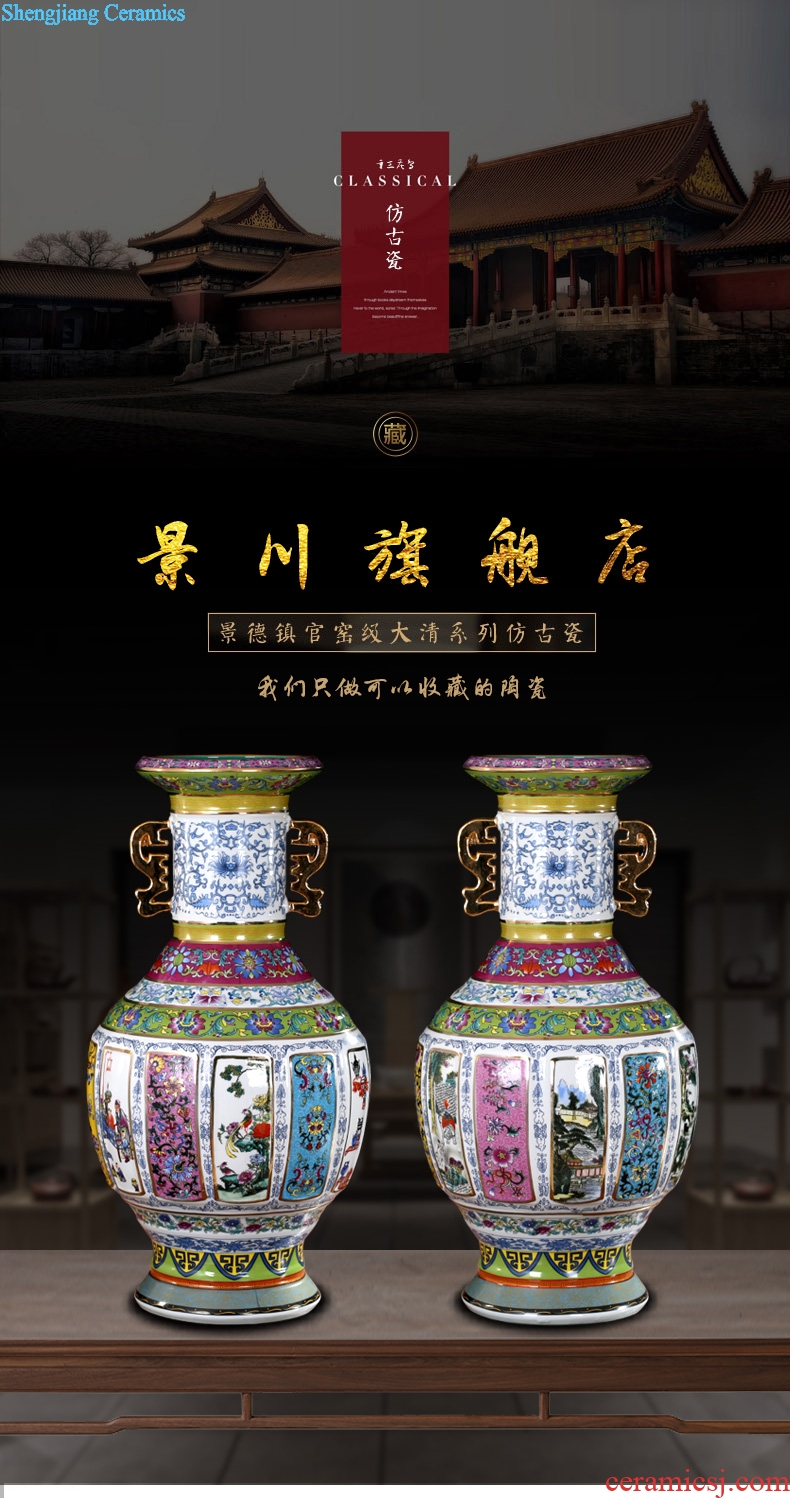 Jingdezhen archaize ears ceramic vase home sitting room do old classical collection of handicraft furnishing articles imitation qianlong system