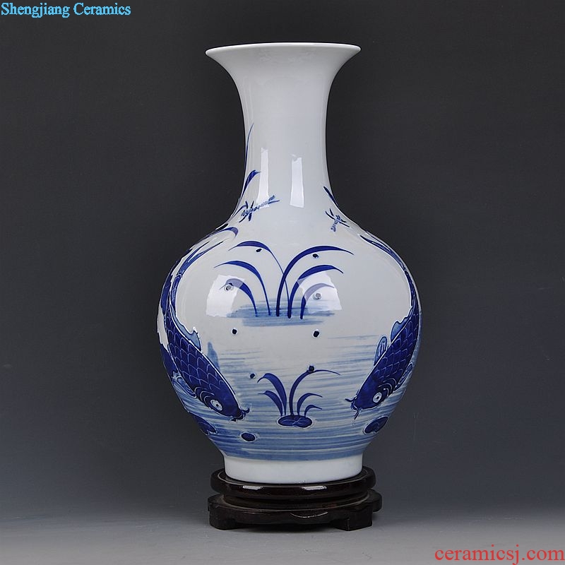 Jingdezhen ceramics relief modern blue and white porcelain vase home sitting room adornment handicraft furnishing articles