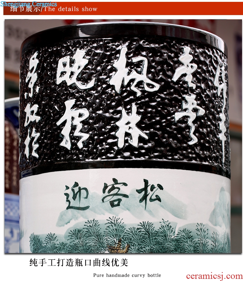 Jingdezhen hand-painted guest-greeting pine ground quiver home sitting room stores Chinese ceramic vases, furnishing articles decorations