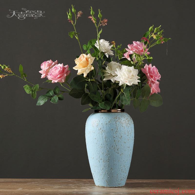 European rural ceramic vase decoration in the sitting room TV ark household table small pure and fresh and dry flower adornment furnishing articles