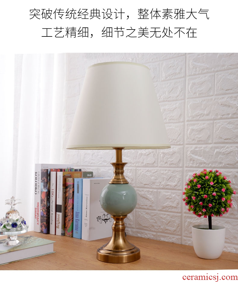 European fashion household luxurious bedroom berth lamp creative warm sitting room study adjustable light ceramic decoration lamp