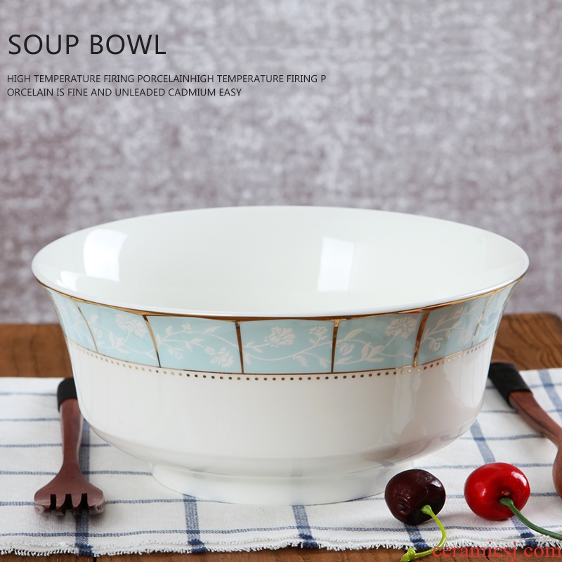 Jingdezhen ceramic household size 8 inches contracted to eat the hot soup bowl noodle bowl can microwave tableware