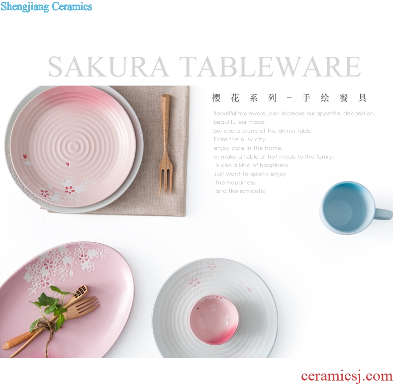 Ijarl million jia creative tableware Japanese ceramic dishes suit household small pure and fresh and 56 lottery box of cherry blossoms