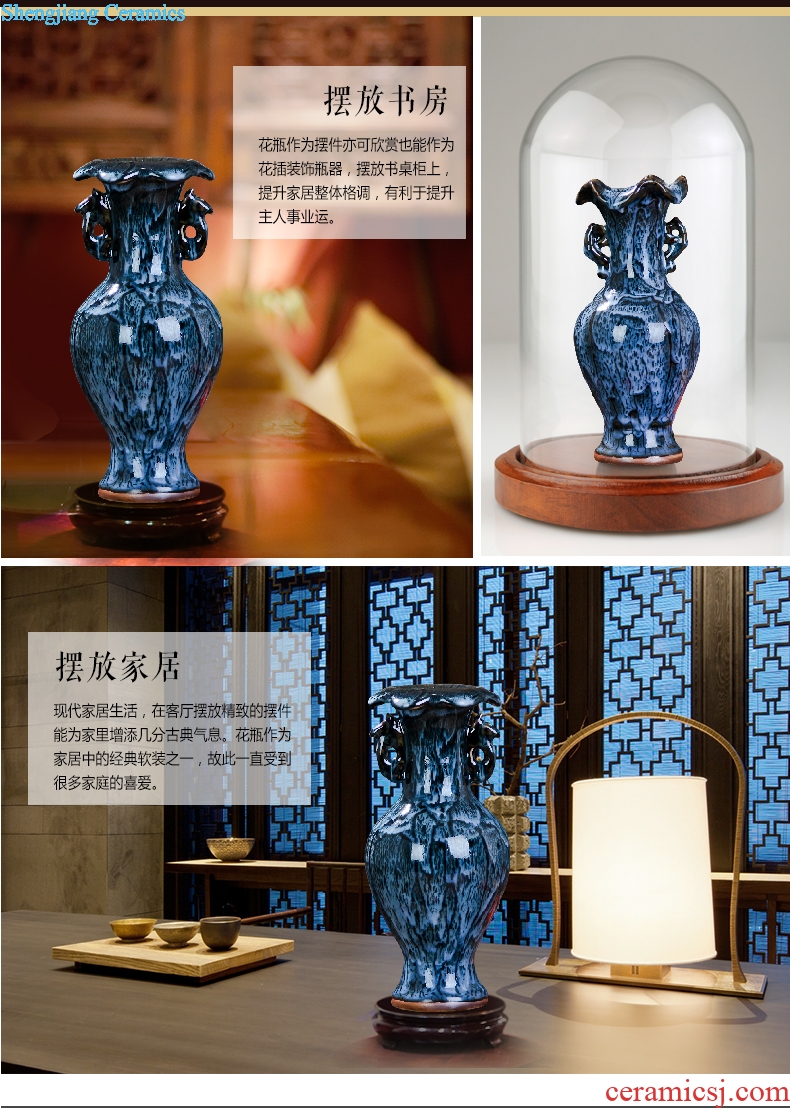 Archaize jun porcelain of jingdezhen ceramics ears blue glaze floret bottle furnishing articles home decoration decoration arts and crafts