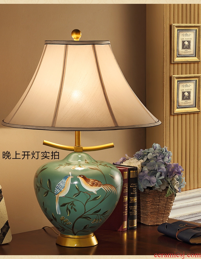 Santa marta tino ceramic color european-style lamp lights sitting room luxury retro hand-painted cloth art desk lamp of bedroom the head of a bed