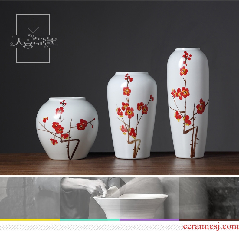 Jingdezhen contemporary and contracted ceramic vase furnishing articles creative living room TV cabinet table flower arranging, home decoration