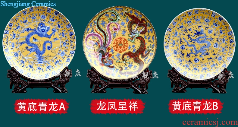 Jingdezhen ceramics dragon hang dish setting wall plate decorates the study of modern Chinese style household office furnishing articles