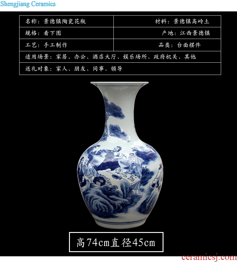 Jingdezhen blue and white porcelain hand-drawn characters home sitting room office study Chinese ceramics of large vases, furnishing articles