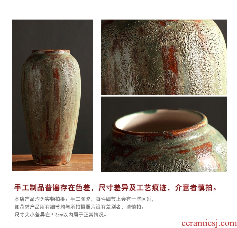 Jingdezhen restoring ancient ways do old coarse pottery vase sitting room dry flower arrangement of TV bar face ceramic decoration furnishing articles