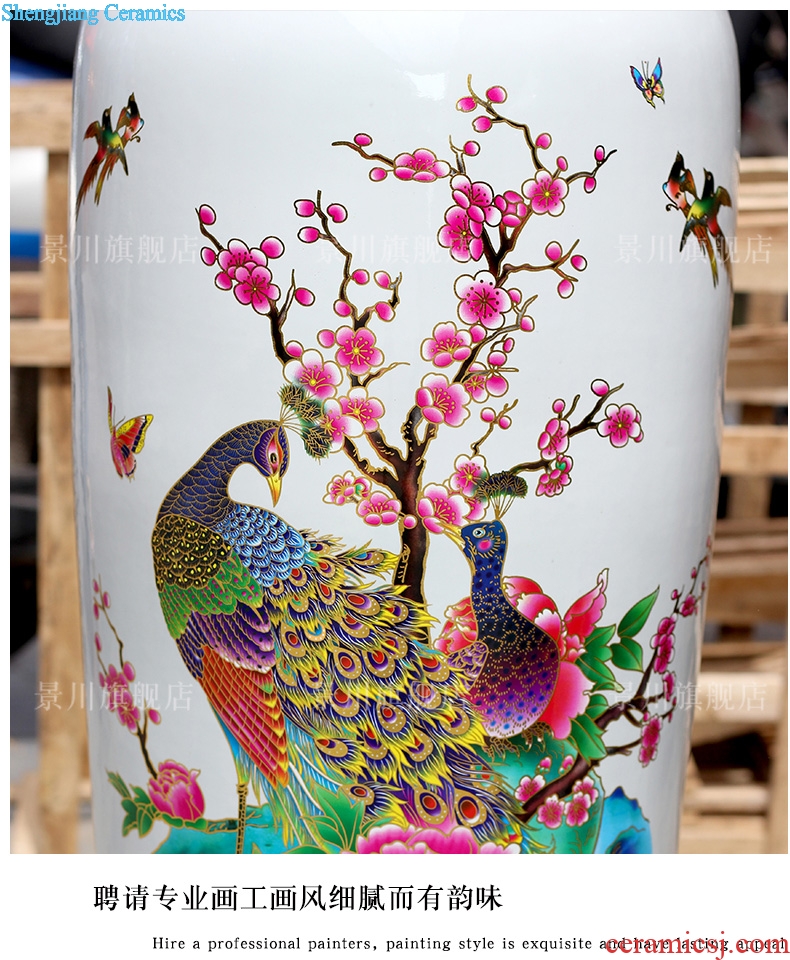 Jingdezhen ceramic craft peacock vase peony of large home sitting room hotel Chinese flower arranging act the role ofing is tasted furnishing articles