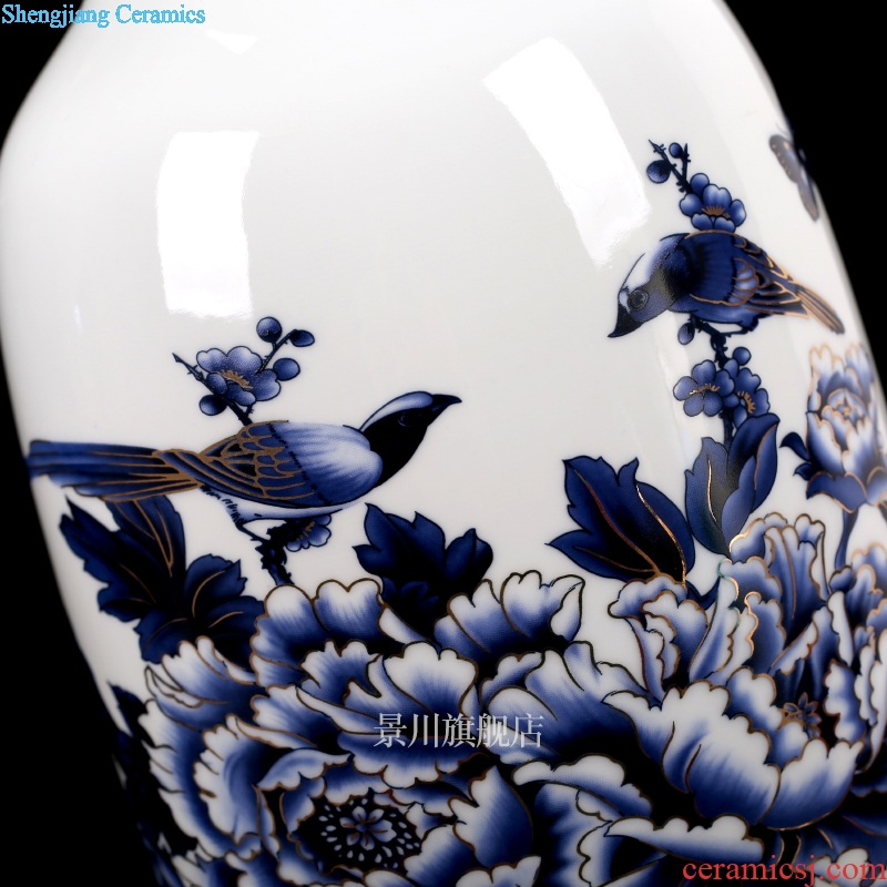 Jingdezhen ceramics blue gold blue and white porcelain vase peony new home decoration porcelain mesa furnishing articles