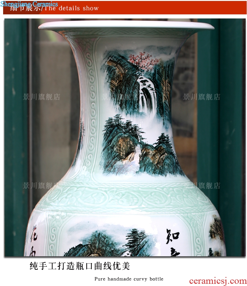 Jingdezhen ceramic hand-painted landscape all around the French vase household of Chinese style living room a study office furnishing articles