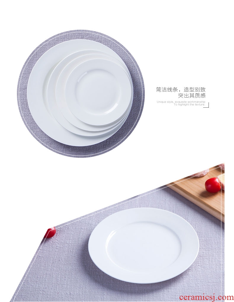 Jingdezhen pure white bone porcelain child creative ceramic flat tray plates western food steak plate tableware