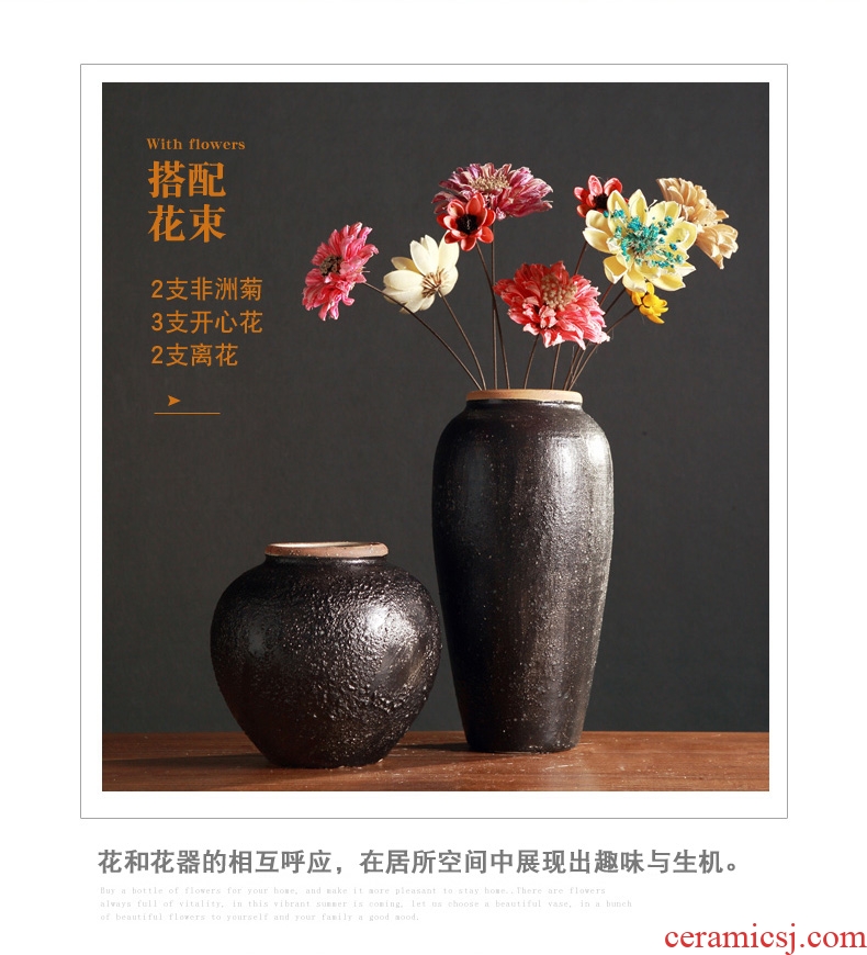 Jingdezhen restoring ancient ways do old clay coarse pottery vase is the sitting room TV ark ceramic clay pottery flower arranging nostalgic flowerpot