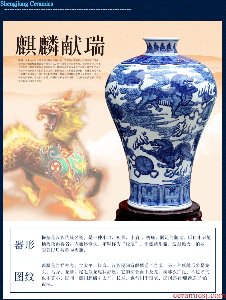 Jingdezhen ceramics imitation GuLongWen celestial home sitting room ground handicraft furnishing articles large blue and white porcelain vase