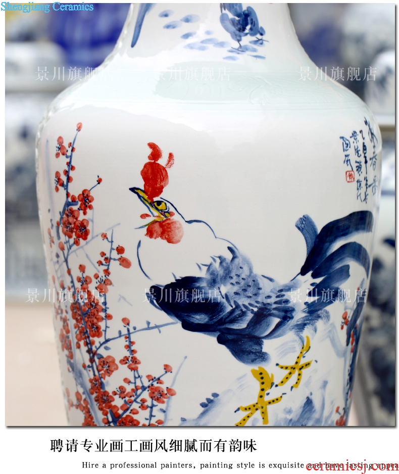 Jingdezhen ceramic hand-painted zodiac golden crow sitting room of large vase household of Chinese style, decorative furnishing articles
