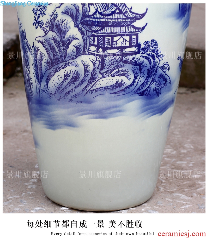 Blue and white porcelain of jingdezhen ceramic splendid sunvo landing big vase 90 cm high sitting room of modern Chinese style big furnishing articles