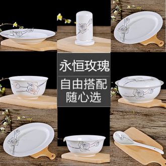 Jingdezhen ceramic tableware suit dish plate optional combination of household jobs rainbow noodle bowl soup bowl of household porcelain