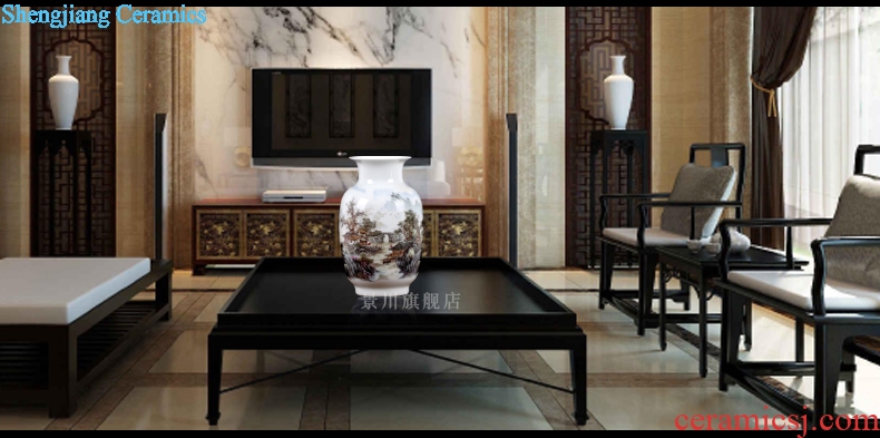 Ancient town scenery mesa vase jingdezhen ceramics home furnishing articles household study of contemporary sitting room adornment