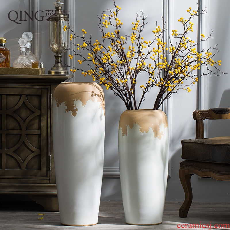 Ceramic furnishing articles sitting room decoration creative flower arranging dried flowers of large vases, contracted and contemporary household adornment porcelain